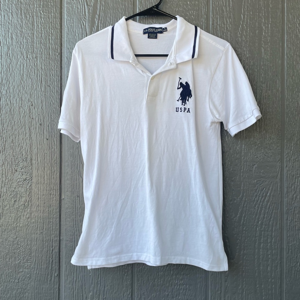 U.S. Polo Assn. White Polo with Navy Accents
